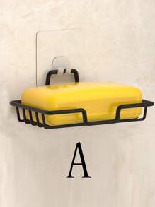 1入組帶鉤子的鐵製收納架,多功能黑色無需穿孔壁掛角落收納架,適用於浴室 - 黑色 - 查看 3