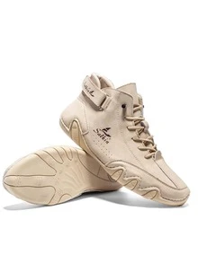 男士休閒章魚風格滑步鞋,有縫細節和柔軟鞋底 - 米色 - 查看 4