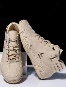 男士休閒章魚風格滑步鞋,有縫細節和柔軟鞋底 - 米色 - 查看 5