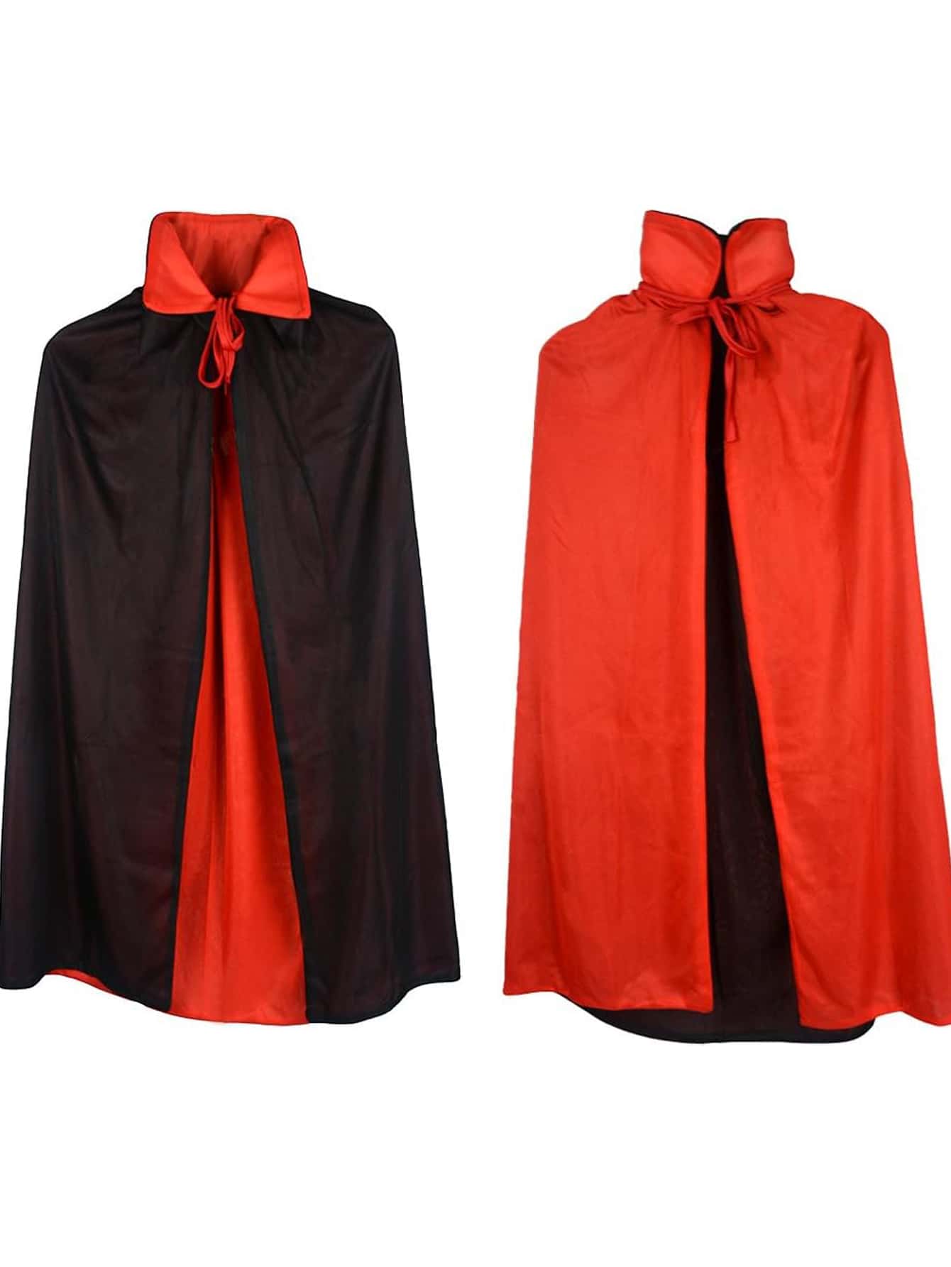 1入組黑色和紅色披肩-萬聖節吸血鬼披肩-雙層吸血鬼睡袍適合萬聖節-中性成年人兩面可戴連帽女巫披肩-派對角色扮演服飾-吸血鬼服飾萬聖節服飾適用於成年人 - 彩色 - 查看 1