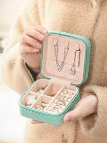 5pcs Travel Portable Pu Leather Jewelry Storage Box - Blue - View 5