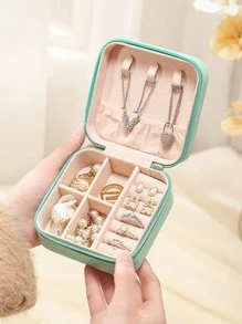 5pcs Travel Portable Pu Leather Jewelry Storage Box - Blue - View 3