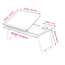 1pc Walnut-color Simple Height Adjustable Folding Desk Panel, Bedside Table, Multifunctional Study Computer Desk - Apricot - View 6