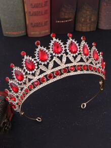 1 件女士奢华合金水晶皇冠，适合派对、生日、婚礼、拍照 - 金色 - 查看 5