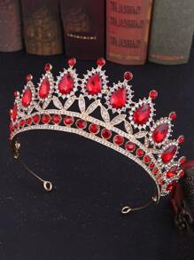 1 件女士奢华合金水晶皇冠，适合派对、生日、婚礼、拍照 - 金色 - 查看 3