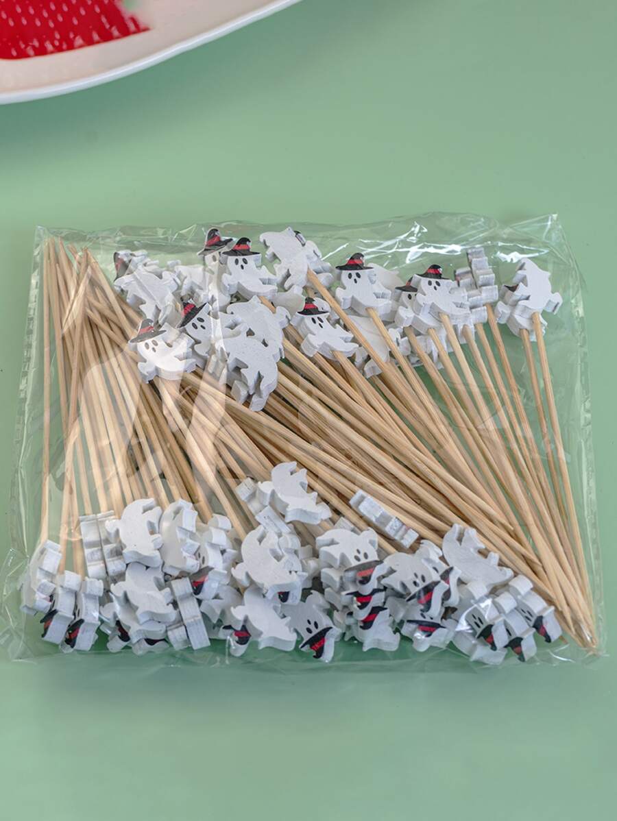 萬聖節派對一次性竹子白色精靈水果盤子 - 白色 - 查看 1