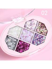 Paleta de sombras de ojos de 7 colores,camaleón óptico brillante, sombra de ojos de larga duración con brillo y bandeja de sombra de ojos con espejo, resaltado de ojos, sombras de ojos brillantes para mejillas Glitter Sequins,Brillo pequeño de sirena,Brillo para uñas,Paleta de maquillaje con purpurina,Sombras de ojos,con diamantes de imitación coloridos y brillo para actuación de baile Latino Y2K,con lentejuelas nacaradas resistentes al maquillaje de larga duración - Para niñas