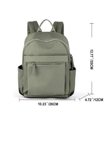 适合初中生的时尚书包，适合少女的书包，小学高中小型笔记本电脑包，旅行背包，礼物，耐用尼龙，非常适合户外旅行和返校！ - 墨綠色 - 查看 2