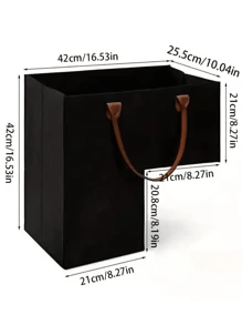 Felt Portable Storage Bag/Staircase Home Storage Bucket/Toy Storage Box With Leather Handle - light grey - View 4