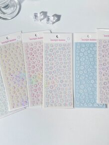 1pc Random Color Laser & Glitter Gradient Transparent Sticker Set With Butterfly, Heart, Moon And Flower Patterns For Bullet Journal, Scrapbooking Diy Decoration Back To School School Supplies - Multicolor - View 2
