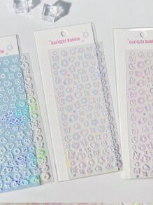 1pc Random Color Laser & Glitter Gradient Transparent Sticker Set With Butterfly, Heart, Moon And Flower Patterns For Bullet Journal, Scrapbooking Diy Decoration Back To School School Supplies - Multicolor - View 7