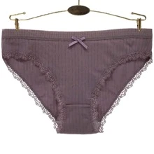 6pcs Mixed Color Women's Underwear, Anti-bacterial Lace Trimmed Bowknot Briefs, Solid Color Triangle Panties For Women - Multicolor - View 8