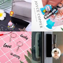 10 Bộ Màu bạc Dạng hình tròn Acrylic trong suốt Móc chìa khóa Bộ dụng cụ Bao gồm Acrylic Trống Móc chìa khóa , , Hoàn hảo Đối với DIY Vinyl Dự án - bạc - Xem 5