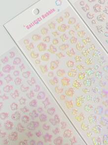 1pc Random Color Laser & Glitter Gradient Transparent Sticker Set With Butterfly, Heart, Moon And Flower Patterns For Bullet Journal, Scrapbooking Diy Decoration Back To School School Supplies - Multicolor - View 6