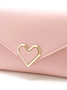 1個可愛清新的粉色心形三摺兒童零錢包,兒童禮物 - 粉色 - 查看 4