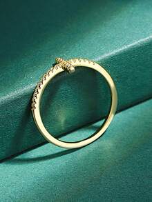 1 cái Đúng mốt 925 sterling bạc Gầy Khối Zirconia  Nhẫn Đối với phụ nữ Quý cô Đồ kim hoàn Quà kỷ niệm Tốt Đồ trang sức - Vàng - Xem 5