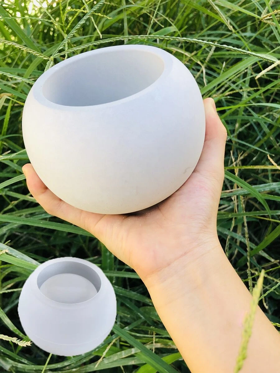 1pc Circular Cement Candle Holder Silicone Mold For Making Concrete Flowerpot, Pencil Holder, Gypsum Crafts - White - View 1