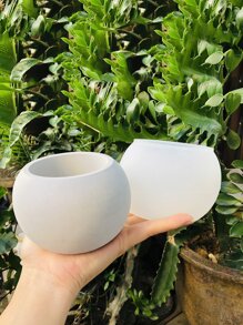 1pc Circular Cement Candle Holder Silicone Mold For Making Concrete Flowerpot, Pencil Holder, Gypsum Crafts - White - View 3