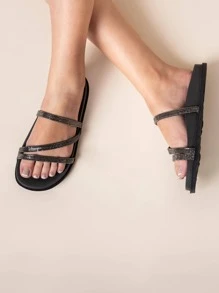 Women Flat Sandals - 黑色 - 查看 1
