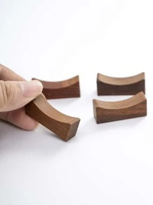 4 pièces/set Baguette En Bois Repos Avec Japonais & Coréen Modes Gourde , Lingot , Haltère , Poisson , Et Rond Design Pour Domicile Cuisine & Vaisselle Tableau Décoration - Marron - Voir 6