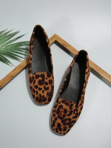 Fashionable & Comfortable Brown Leopard Print Flat Shoes - Brown - View 5