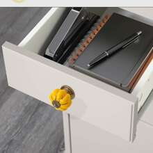 1pc Pumpkin-shaped Single Hole Drawer Knob/pull Handle, Suitable For Children's Room, Shoe Cabinet, Drawer, Wardrobe, Etc. - Beige - View 4