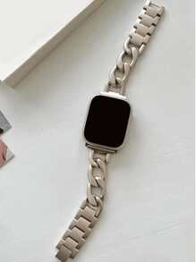 1条女士时尚智能手表表带，兼容表带38/40/41/42/44/45/46/49mm，优雅耐用且抗氧化不锈钢金属材质，玫瑰金、银色、黑色可选，兼容 Series Ultra 2/SE 11/10/9/8/7/6/5/4/3/2/1，时尚腕带手链，女士情人节礼物，智能手表配件 - 米色 - 查看 3