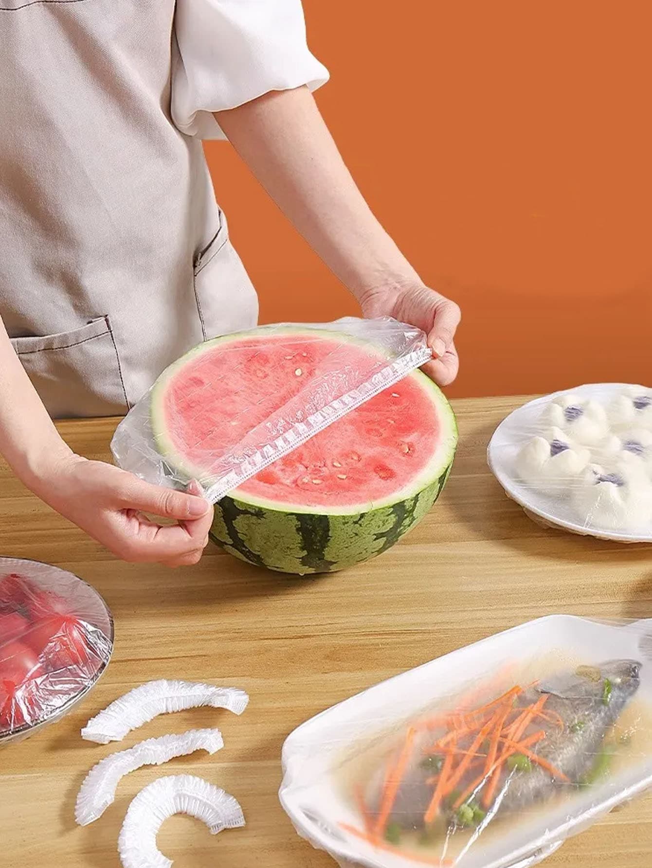 100 Miếng Dùng một lần Đàn hồi Vỏ thực phẩm Với Giữ tươi Phim ảnh , Đa chức năng Mũ tắm Phong cách Giấy gói Đối với Lưu trữ In Tủ lạnh - trắng - Xem 1