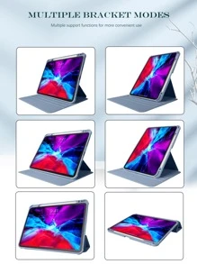 1pc Acrylic trong suốt gấp ba lần với nắp khe cắm bút được xếp lớp bên trong bằng sợi siêu màu đen, có khả năng hấp phụ từ tính, chức năng ngủ và các chế độ giá đỡ đa góc Vỏ bảo vệ máy tính bảng Ipad dành cho doanh nghiệp đơn giản, tương thích với các thiết bị của Apple. - Màu tím - Xem 2