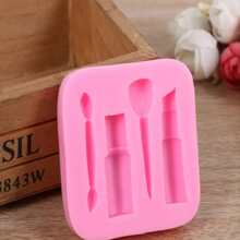 1 件 3D 硅胶彩妆化妆品蛋糕模具，用于制作专业外观的糖果、巧克力、蛋糕装饰 - 粉色 - 查看 4