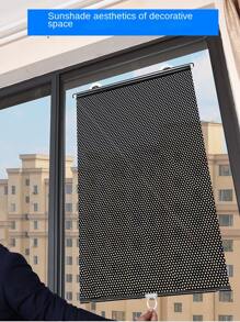 1入組遮陽卷簾窗簾遮光窗簾吸盤免打孔收縮式窗口廚房卷簾用於臥室 - 黑色 - 查看 3