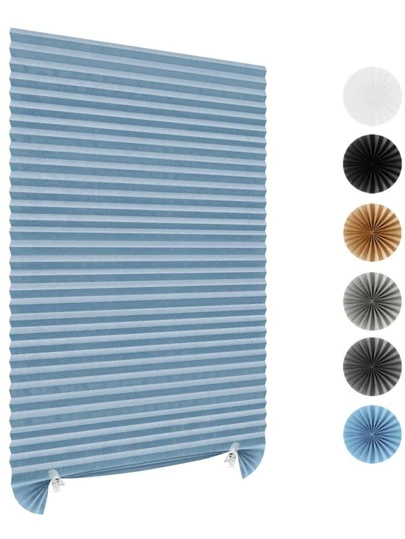 1入組素色無繩織物百褶臨時百葉窗,合適的適用於房間辦公室臥室廚房浴室