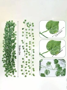12/24入組人工綠色植物鏈牆掛葉子，適用於家居，花園，婚禮，常春藤花環裝飾花圈，假常春藤房間，臥室掛牆裝飾背景，森林主題派對，婚禮裝飾 - 綠色 - 查看 5