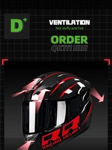 QIKE 1 pieza fibra de carbon textura pleno cara casco para motocicleta - Negro - Ver 9