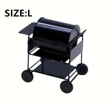 1入組微型娃娃屋黑色鐵戶外燒烤架裝飾物,逼真燒烤模型適用於迷你廚房,DIY野營燒烤道具 - 黑色 - 查看 7