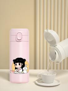 1pc Cute Little Girl Pattern Outdoor Portable Water Cup/Exquisite Coffee Cup Back To School