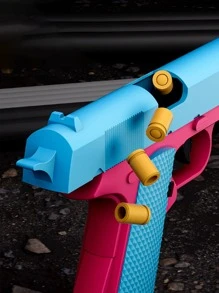 1 Unit Soft Bullet Toy Full Auto Return Cartridge Toy Gun With 6 Cartridges, 20 Soft Bullets For Children's Outdoor Interactive Entertainment Toy - Pink - View 5