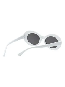 Fashionable Oval Shaped Small Frame Unisex Glasses Cute Beach Accessories For Women Glasses Shades Basics Fall Winter Women Outfits Clothes Business Casual Gifts - White - View 2