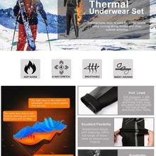 Mens Seamless Thermal Underwear Set Compression Base Layer Fleece Long Johns Warm Set for Skiing Running Outdoor Sports - Grey - View 6