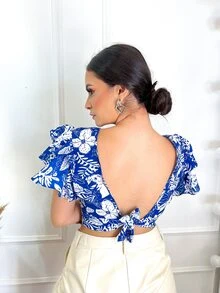 Women Tops - 寶藍色 - 查看 2