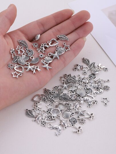 100 piezas de Accesorios de joyería DIY aleatorios, adecuados para hacer collares, pulseras, aretes, cabezas de cremallera, decoraciones de calzado, colgantes de ropa