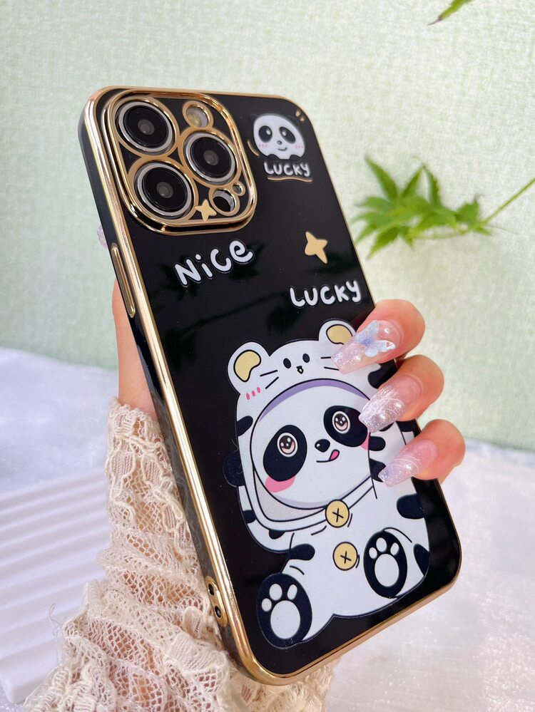Funda de teléfono con diseño de panda, versión internacional, no la versión nacional - Negro - Añade 2