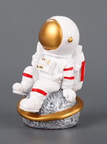 1入現代風格聚酯樹脂太空人雕像（帶陨石坑和月球設計）桌上裝飾品,適用於辦公桌、客廳、家裡等場所 - 白色 - 查看 2