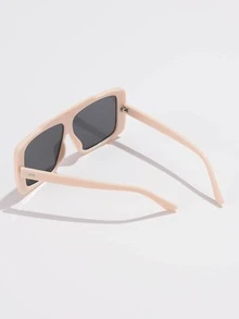 1pc Ladies' Square Plastic Frame Fashion Glasses, Holiday & Classic Style, Suitable For Daily & Party Use - Beige - View 3