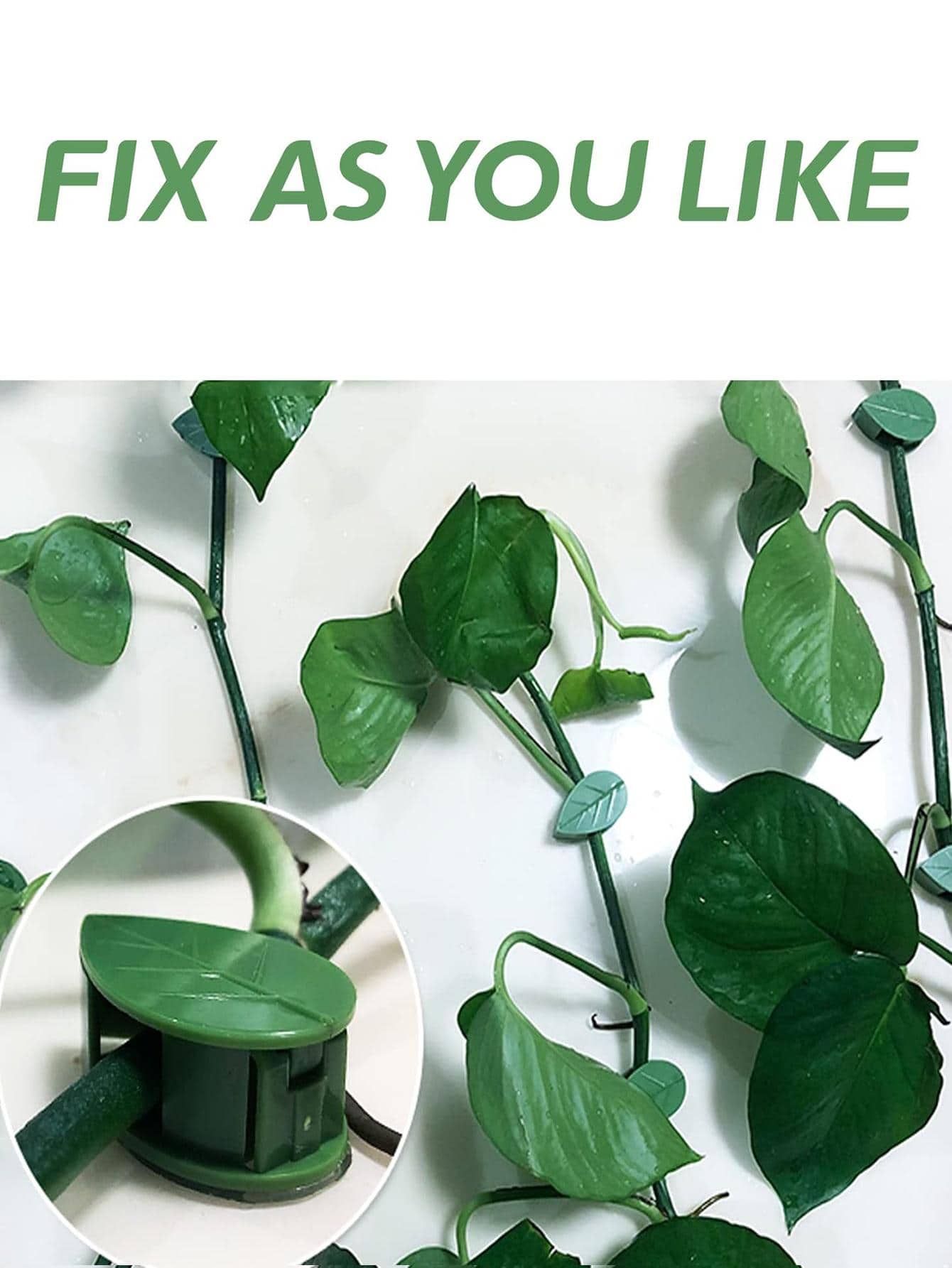 100 Clips Auto-adhésifs Pour Plantes Grimpantes - 50 Feuilles Vertes + 50 Crochets Invisibles - Fixation Murale Facile Sans Perçage