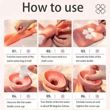 1 Pieza Bolsa De Agua Caliente Con Cubierta De Peluche, 34oz/1000ml, Botella De Agua Caliente A Prueba De Explosiones Segura Para La Cama, Calentador De Manos Y Pies Para El Dolor De Hombros, Calambres Menstruales - Rosa - Ver 4