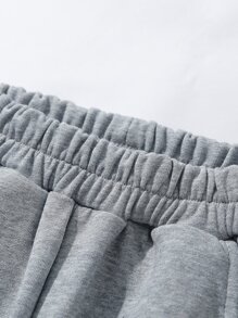 Chicos Pantalones deportivos con diseño de parche de letra - Gris - Ver 4