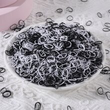 500Pcs Girls Colorful Mini Disposable Rubber Band Hair Ties Suitable For Daily Use - Black and White - View 6