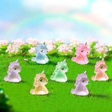 6pcs/Set Miniature Landscape Creative Animal Cartoon Unicorn Figurines Diy Car Accessories Night Light Doll Best Gifts Birthday