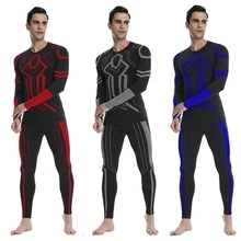 Mens Seamless Thermal Underwear Set Compression Base Layer Fleece Long Johns Warm Set for Skiing Running Outdoor Sports - Grey - View 4